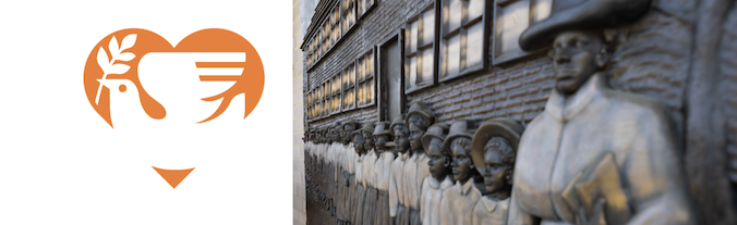 PJI Logo and Statues on a wall